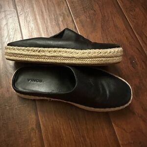 Vince Black Leather Slip-On Espadrilles. Size 8. Preowned in excellent condition